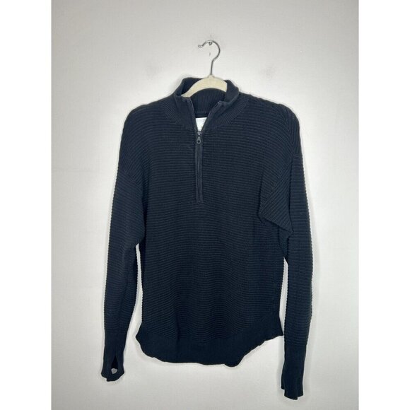 aerie Sweaters - Offline By Aerie Textured Black Quarter Zip Long Sleeve Sweater Size XXS